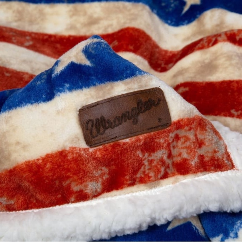 Wrangler American flag plush throw